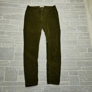 Madewell Corduroy Pants Womens 32x32 Olive Green Slim Fit Taper Leg Stretch